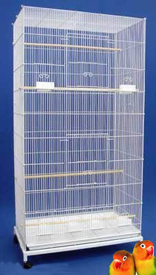 55" Extra Large Tight 3/8-Inch Bar Spacing Multiple Flight Bird Aviaries Budgie Canaries Finches Lovebirds Budgies Breeding Breeder Cage with Removable Rolling Stand