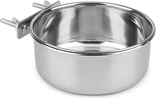 Hypeety Stainless Steel Food Water Bowl for Pet Bird Crates Cages Coop Dog Cat Parrot Bird Rabbit Pet (Small,3.9 * 1.9in)