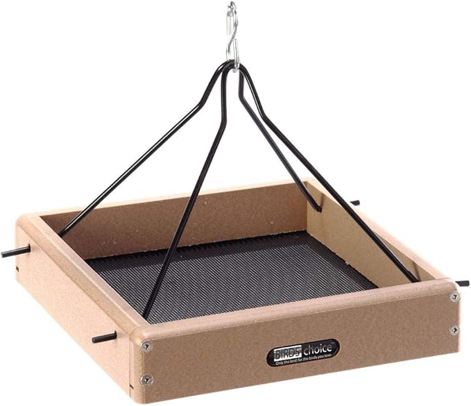 Birds Choice SNHPF125 Hanging Tray, Recycled Hanging Feeder w/ Collapsible Steel Hanging Rods, Small