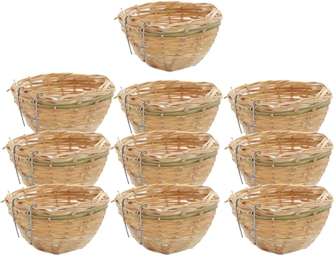 10pcs Bamboo Weaving Canary Birds Nest Handmade Hatching Breeding Nest
