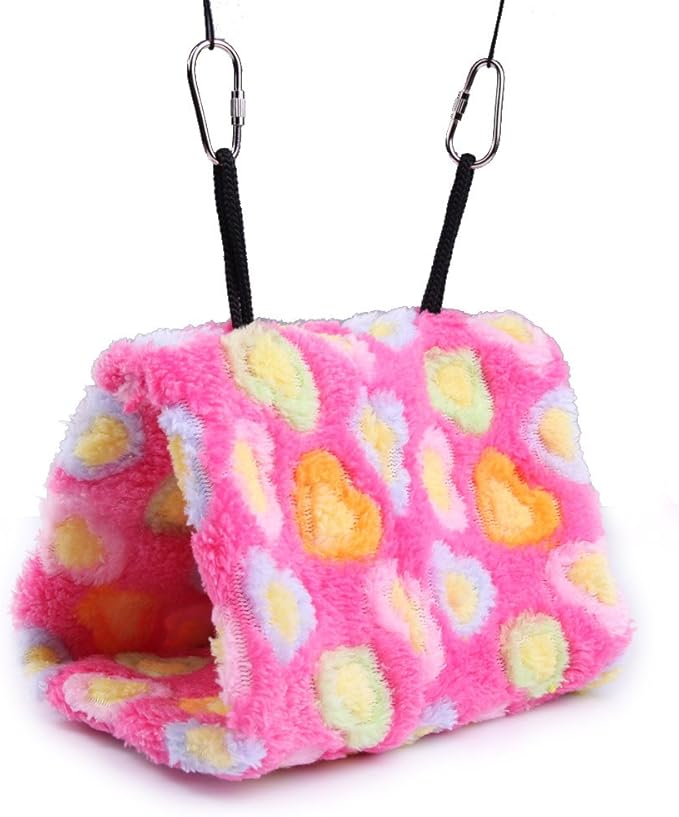 Vktech® Plush Snuggle Bird Hammock Hanging Snuggle Cave Happy Hut Bird Parrot Hideaway Size M (23.5 * 22cm) (Pink)