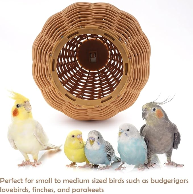 VTurboWay Rattan Bird Nest Chew Resistant Nest House Parrot Egg Laying and Breeding Nest for Bird Parrot Cockatiel Budgie Parakeet Finch Canary