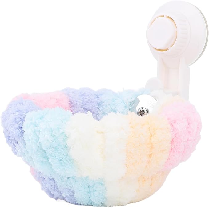Plush Bird Snuggle Hut, Warm Velvet Bird Nest with Suction Cup, Parrot Sleeping Bed Bird Hammock for Travel Car Window Outdoor (Small)
