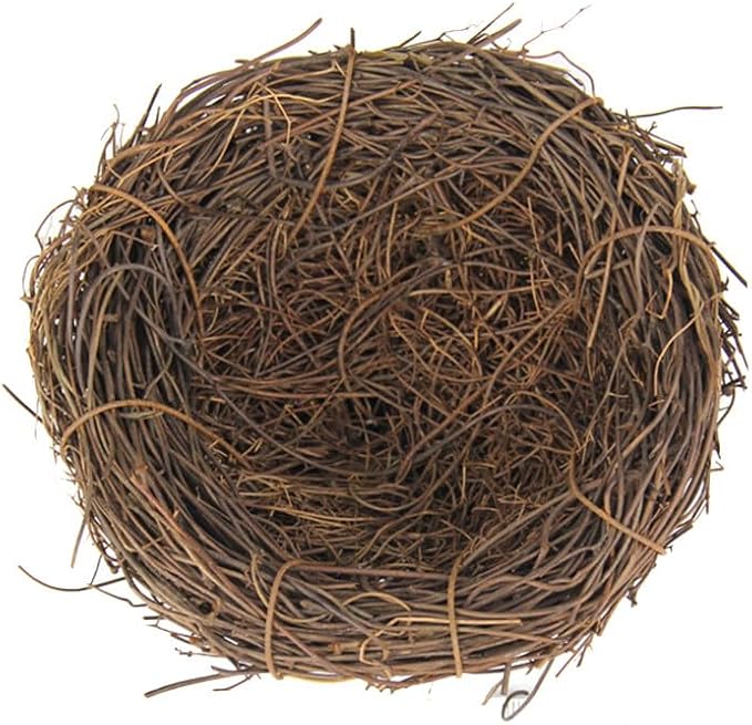 Artificial Birds Nest,4 Set Handmade Natural Easter Fake Birds Nest Rattan Bird Nests DIY Craft Tree Decoration Simulation Bird Nest for Wedding Home Garden Party Decor,12cm