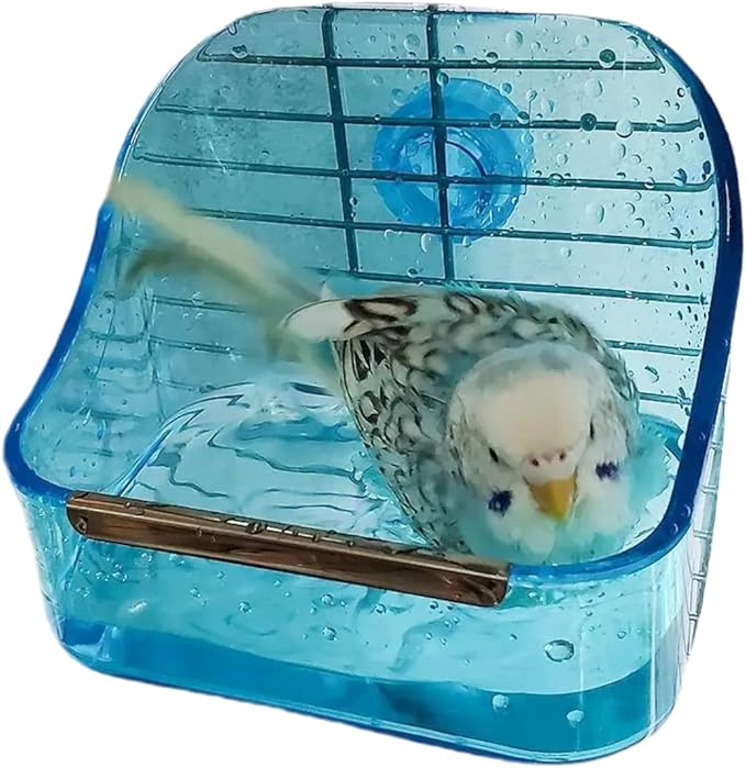 Bird Bathtub, Crystal Pet Bird Bath Box, Bird Cage Parrot Bathing Tub, Bird Cage Accessory Bathing Tub Bath for Small Birds Parakeet Canary Budgerigar Lovebirds