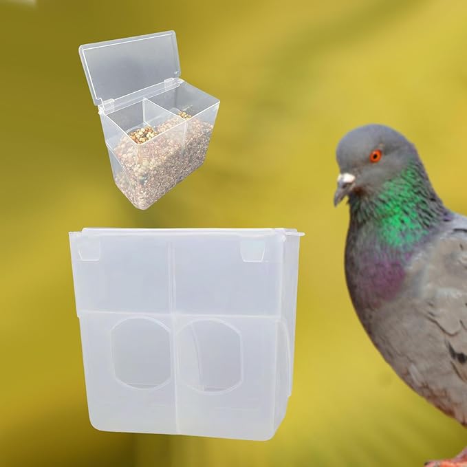 Automatic Pigeon Bird Feeder Hanging Parrot Feeder, Food Feeding Station Quail Feeder Cage Accessories for Finch Budgerigar, Double Hole
