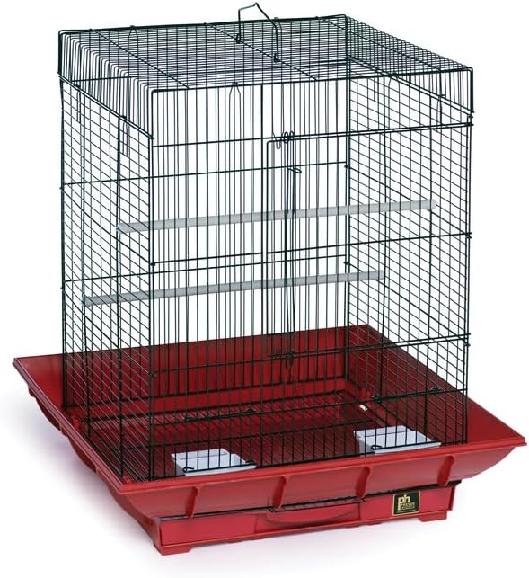 HomeStock Mountain Majesty Clean Life Bird Cage with Spacious Interior, Durable Build, Easy-to-Clean Features, and Secure Design for Birds' Comfort Red