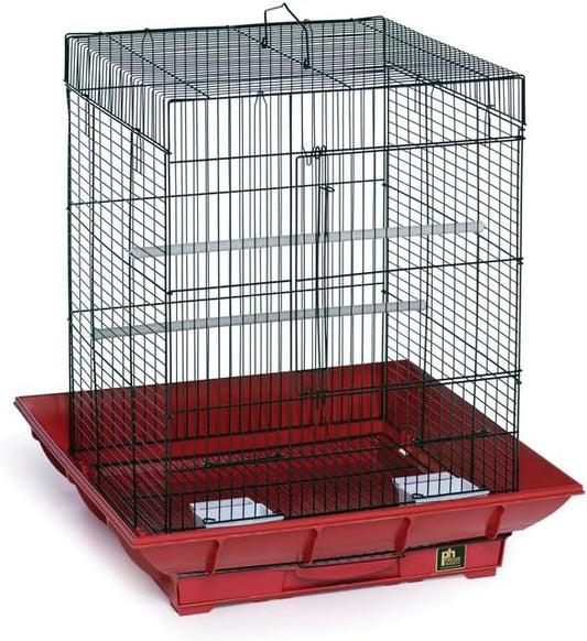 HomeStock Mountain Majesty Clean Life Bird Cage with Spacious Interior, Durable Build, Easy-to-Clean Features, and Secure Design for Birds' Comfort Red
