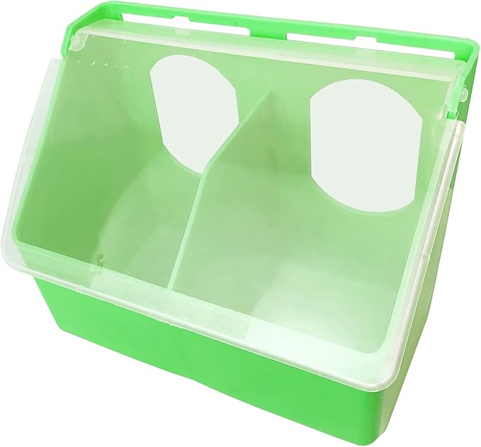 Pigeon Feeder Water 2 Pack Quail Bird Chicken Feeder Water Dispenser Drinkers with 2 Hole Pet Bowls & Feeders Eat Food (Two Hole (Green))
