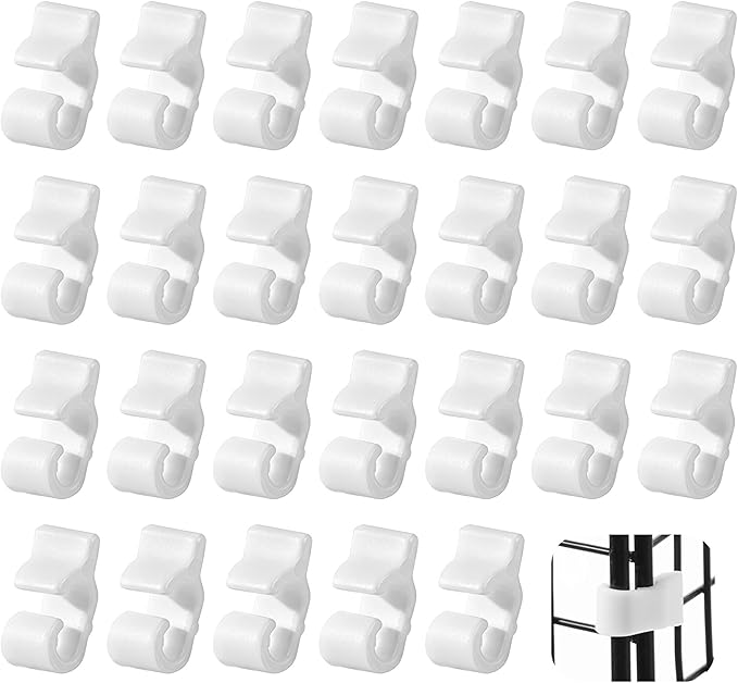 52 Pcs Wire Cage Clips Detachable Pet Cage Door Clip Cat Cages Door Latch Buckle Snap on Plastic Lock Snap Cat Fence White Rabbit Cages Connector Clamp for DIY Assembly Kitten Puppy Chicken Dog