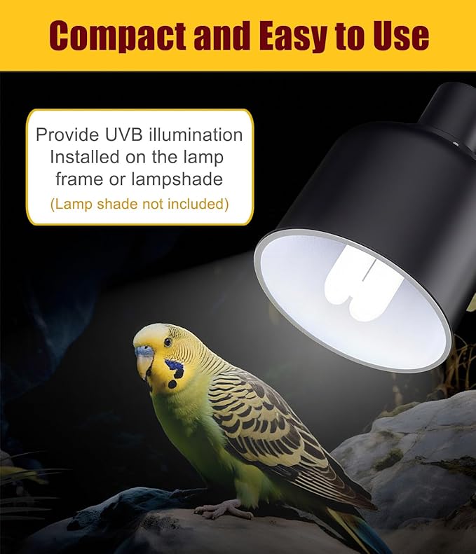 KINGYEENUO 2 Pack E26 UVA UVB Light Bulb for Birds 2.4 UVB 20W Compact Flourescent Lamp for All Kinds Captive Birds, Natural Sunlight Simulation Bird Parrot Light Bulb