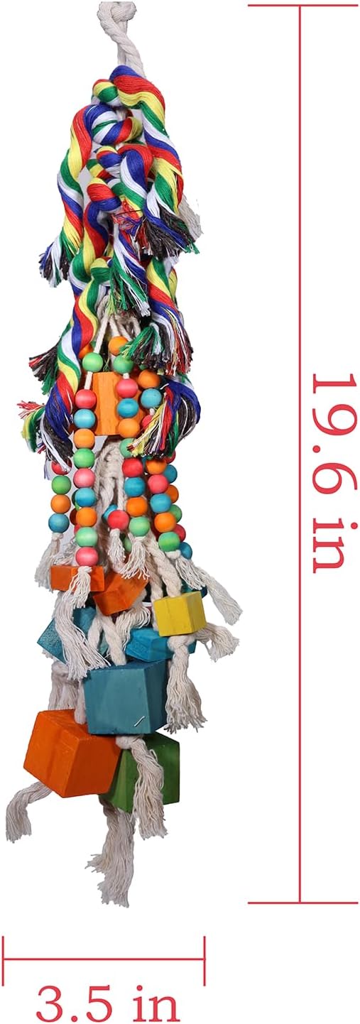 Durable Bird Toys for Large Parrots Parrot Toys for Macaws & African Greys Natural Wood, Squeaky, Chew & Climbing Toys for Large Birds, Safe & Eco-Friendly