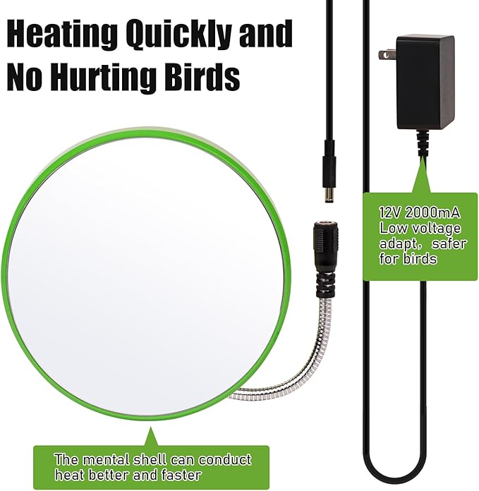 Bird Heater for Cage,Thermostatical Bird Warmer with Mirror to Snuggle up 12V Bird Cage Heating Plate for Cockatiel,Parakeets,Parrots,African Grays