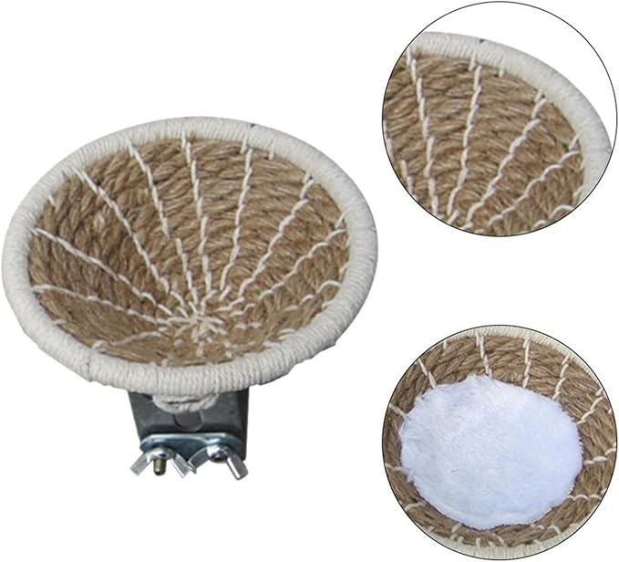 Hand Woven Hemp Rope Bird Nest Bed Cage Bed for Dove Parrot Canary Little Parrot Warm Bird Breeding Cabin Nest(Hemp Rope L)