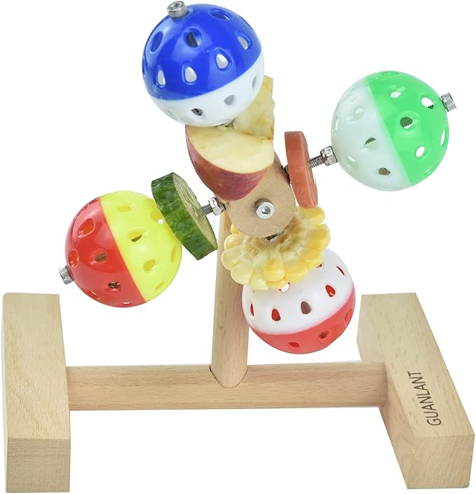 Foraging Bird Toys for Parrots, Budgie Rotating Birds Feeders Spinner Parakeet Ball Bell Toys Birdcage Accessories Food Treats Interactive Food Toys for Cockatiel Conures
