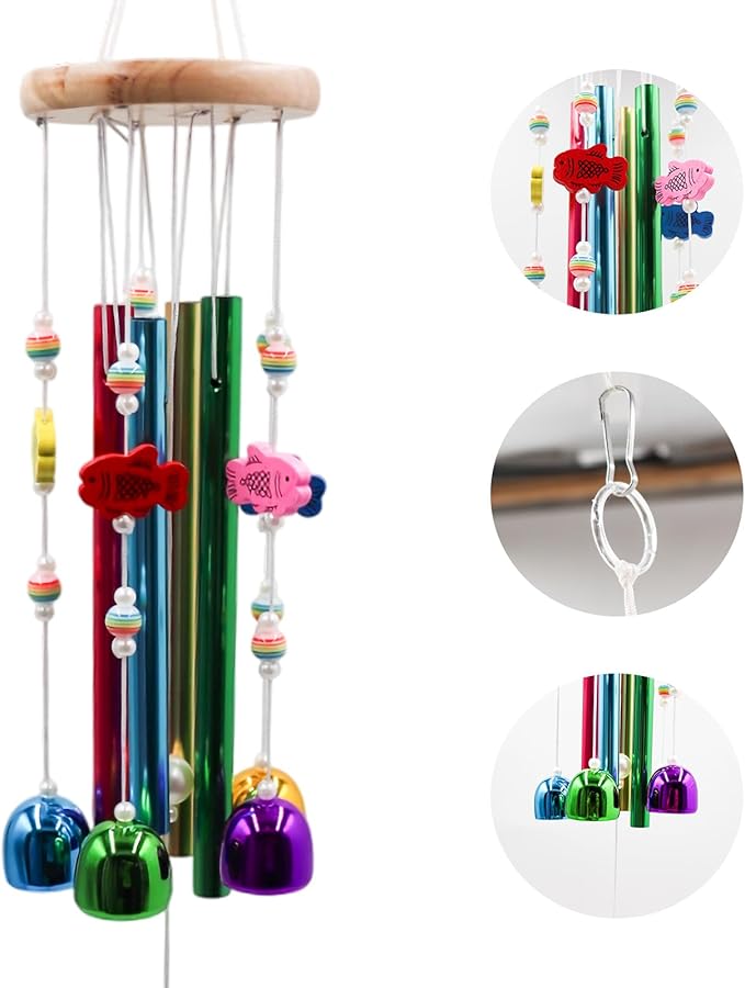 Parakeet Toys with Colorful Bells and Shining Sticks, Bird Cage Accessories Wind Chimes for Chewing, Chew Toys for African Grey, Budgies, Cockatiels, Lovebirds, Conures, Quakers, Small to Medium Birds