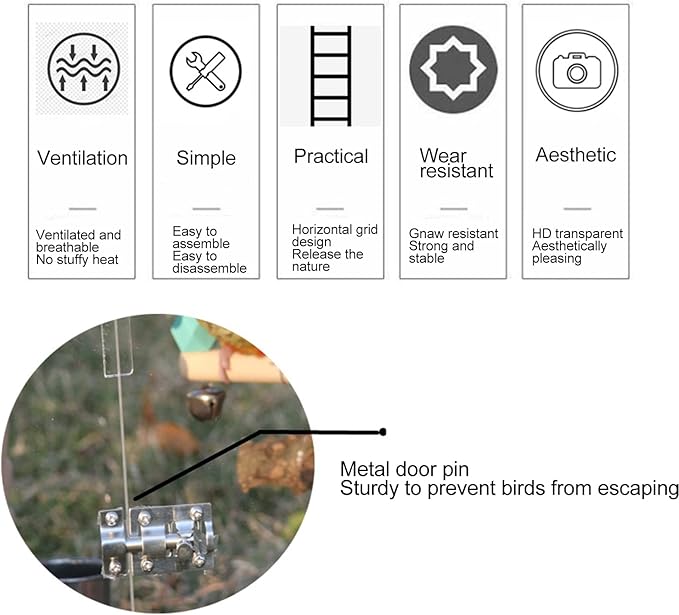 Portable Bird Cages, Clear View Bird Carrying Cage Hand Held Travel Birdcage with Perch for Small Bird Lightweight Bird Carrier