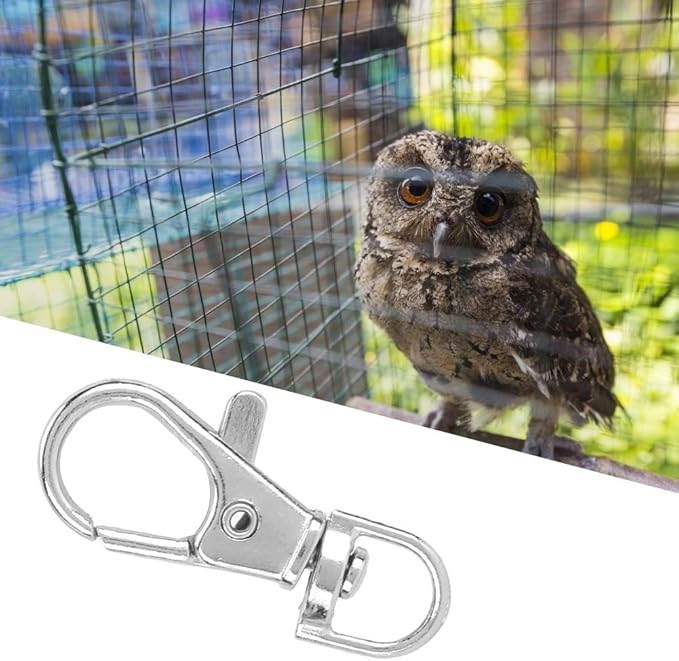 12 PCS Bird Cage Door Buckle Locks, Metal Hook Clip Anti Escape Swivel Buckle Lock Hook Clip Prevent Claw Trigger Open Birds Cage Accessories