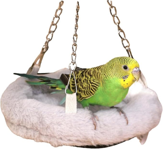 Bird Soft Nest Hanging Hammock Bed Toy for Parrot Parakeet Cockatiel Conure Lovebird Finch Canary Budgie Hamster Rat Gerbils Cage Perch (Grey,S)