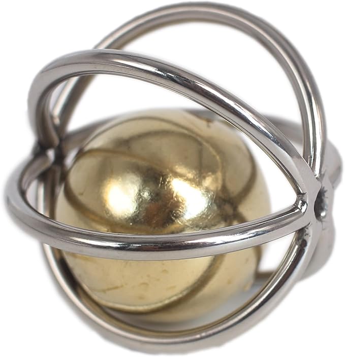 Fosrion Heavy Duty Stainless Steel Bird Toy for Large and Medium-Size Parrots - Chew-Proof Foraging Ball with Bell for Macaws, Cockatoos, African Greys (Large)
