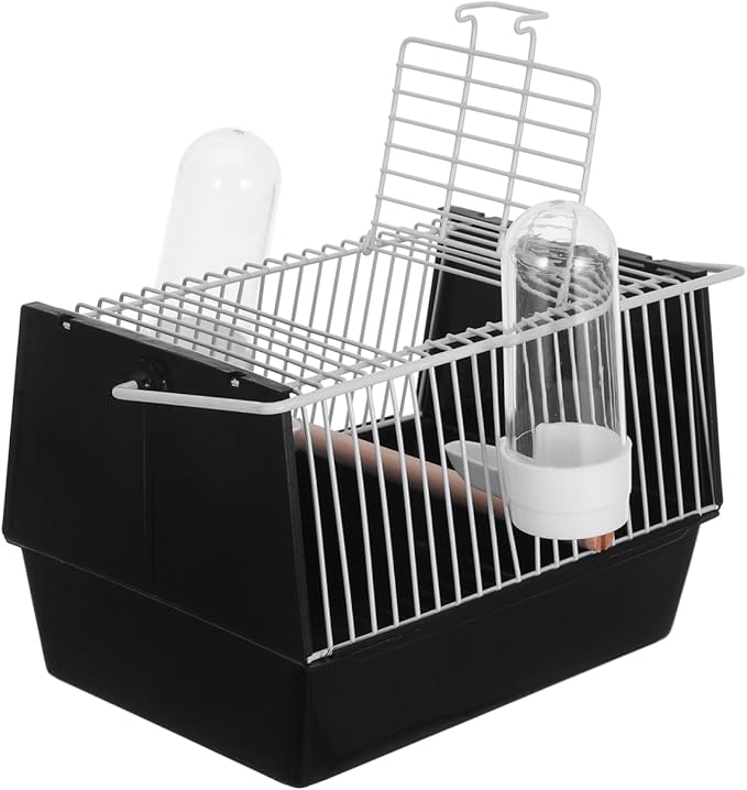Portable Black Bird Cage for Small Birds and Parrots Handheld Travel Carrier with Handle for Outdoor Use Lightweight and Easy to Store