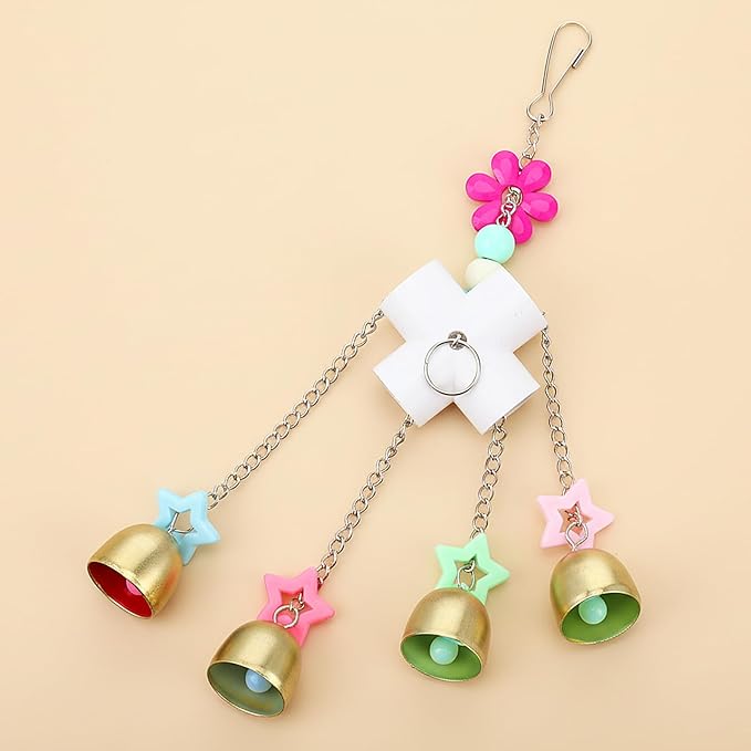 Parrot Bell Toys Bird Parrot Cage Hanging Bells Toys for Budgie, Cockatiels, Conures, and Lovebirds