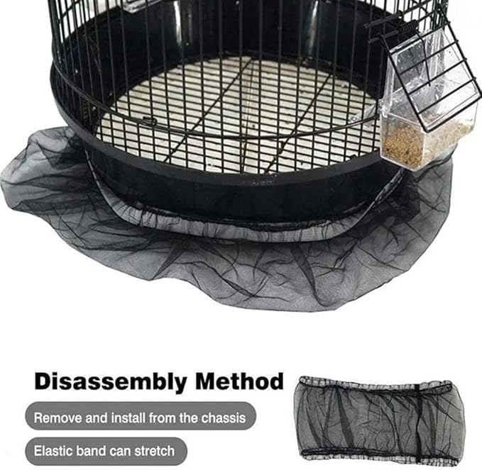 1Pc Black Small Bird Cage Cover,Small Birdcage Seed Catcher Guard Net Cover,Nylon Pet,Airy Gauze Birdcage Accessories Mesh Net,Dust,Bonsai Protection Pet Supplies