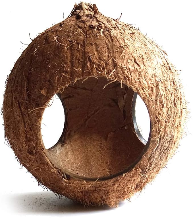 Aquarium Decor Fish Tank Three Hole Coconut Shell Dodge Hole Fish Cave Hole Shelter House Shrimp Nest/Bird's Nest (Rough-3 Big Holes)