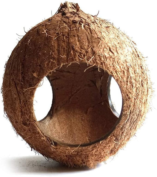 Aquarium Decor Fish Tank Three Hole Coconut Shell Dodge Hole Fish Cave Hole Shelter House Shrimp Nest/Bird's Nest (Rough-3 Big Holes)