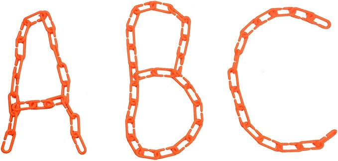 200-Piece Orange Plastic Chain Links & Toys - Interlocking C-Clip Bird Cage Accessories for Parakeets, Sugar Gliders, Small Pets (Climbing/Swinging Toys)