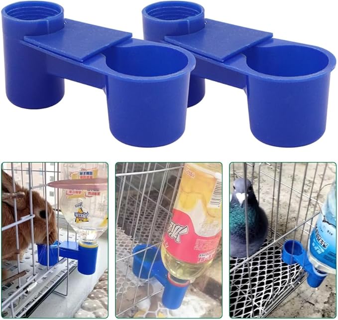 Automatic Bird Drinker Cups 12pcs Pigeon Water Bottle Feeder for Cage(Blue)