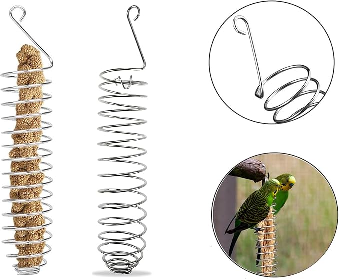 3in1 Bird Skewer Bird Food Holder Stainless Steel Parrot Hanging Vegetable Fruit Feeder Bird Treat Skewer, 2X Fruit Fork +1 Food Basket, Parrot Foraging Toy for Parrots Cockatoo Cockatiel Cage