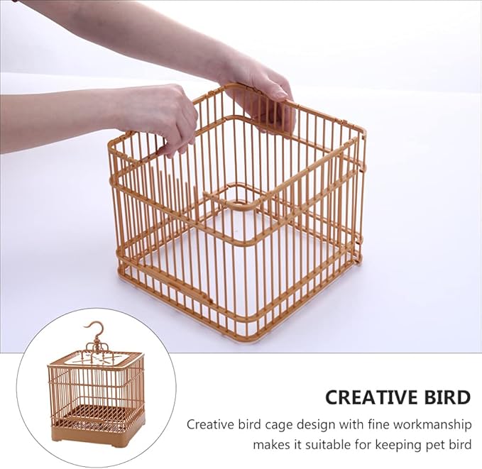 STOBOK 1Pc Hanging Bird Cage, 23x23x32cm Hanging Bird House Bird Travel Carrier for Budgie Lovebird Parrot Parakeet