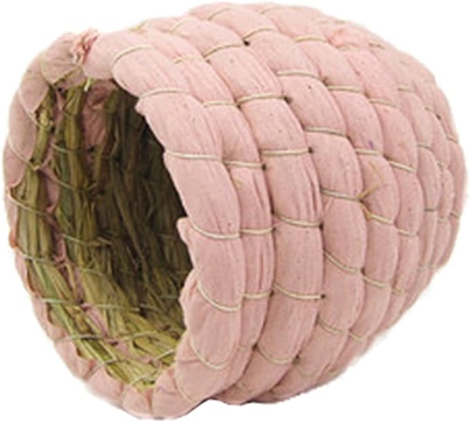 YJJKJ Pet Products Bird Nest Handwoven Straw House for Parakeets Cockatiels Parrot Budgie Or Small Pet (L, Pink)