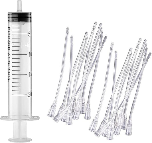 Baby Bird Feeding Syringe Set, Pet Parrot Milk Feeding Syringe with Tubes, Parrot Feeding Tubes Measuring Tools for Feeding Pets Scientific Industrial Labs… (20ml)