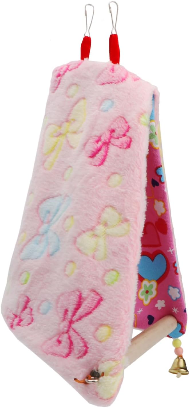 Bird Plush Perch Tent Winter Warm Triangle Hammock Nest Bed for Parrot Budgie Parakeet Cockatiel Lovebird (M)