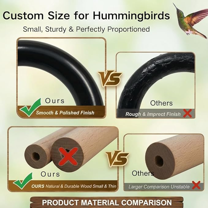 Hummingbird Swing & Perch for Outdoor – Rust-Resistant Metal Bird Perch with Colorful Beads, Easy Hanging Garden Accent Near Feeder, Bird Bath & Hummingbird House (1 PCS)