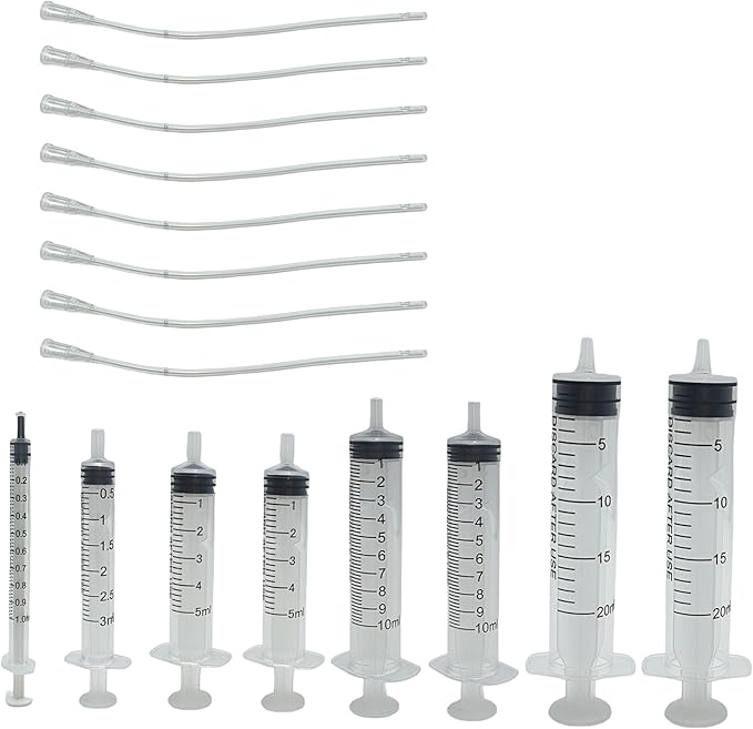 8Pcs Pet Bird Parrot Milk Syringe Set, Hand Feeding Syringe with Soft Tubes (1ml+3ml+5ml+10ml+20ml)