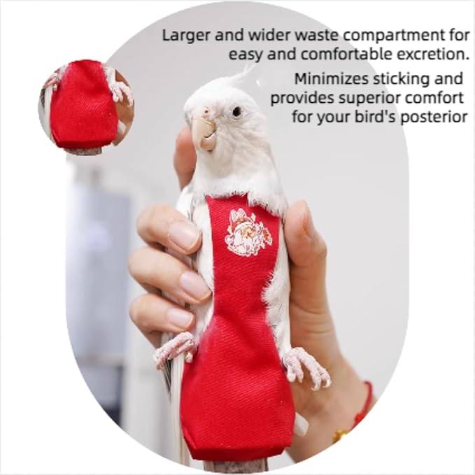 MANON ROSA Bird Diapers Leash Set Washable Reusable Handmade Flight Suit Waterproof Inner Layer - Protective Parrot Nappy Clothes Parakeets Macaws Budgies Canaries (Orange1,Budgie)