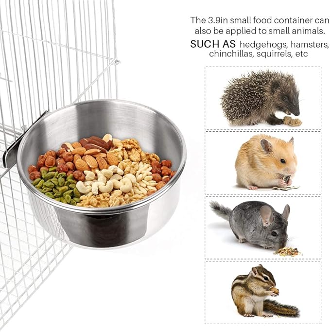 3PCS Stainless Steel Bird Feeder for Cage Parakeets, 3 Different Size, Bird Feeding Dish, Parrot Feeding Cups, Animal Cage Water Food Bowl