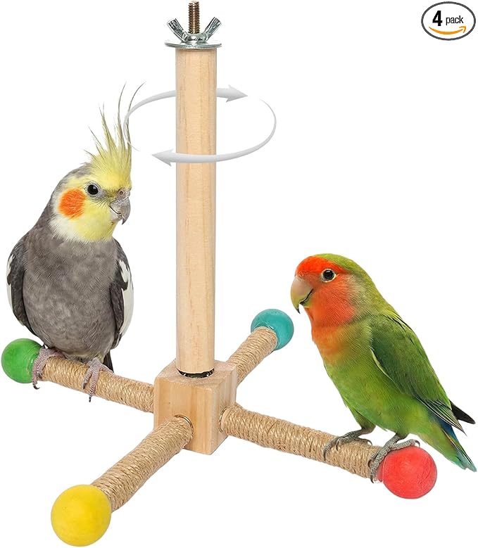 1pcs Bird Stand Perch Toy Interactive Wood & Hemp Rope Perch Enrichment Exercise for Small Medium Parrots Easy Install Birdcage Accessory Long Hemp Rope