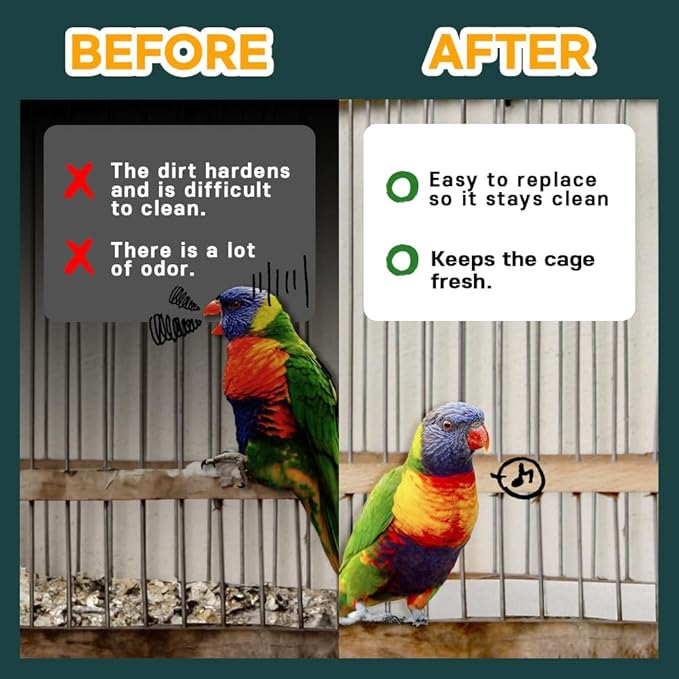 HA SHI 120 Sheets Bird Cage Liners, 31 x 21.5 Inches Pre-Cut Ink-Free Unprinted Newsprint Paper for Parrots and Small Animals