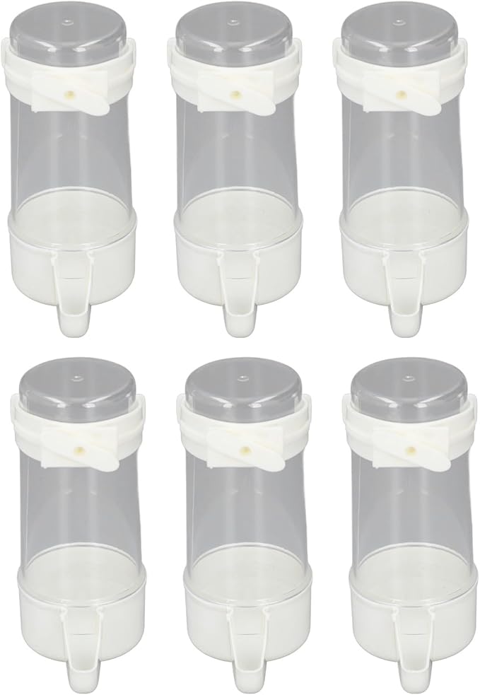 Pet Bird Hanging Water Feeder, 6Pcs EcoFriendly Automatic Bird Cage Water Feeder for Finches (200ml)