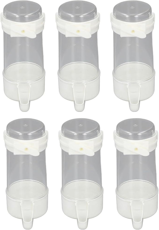 Pet Bird Hanging Water Feeder, 6Pcs EcoFriendly Automatic Bird Cage Water Feeder for Finches (200ml)