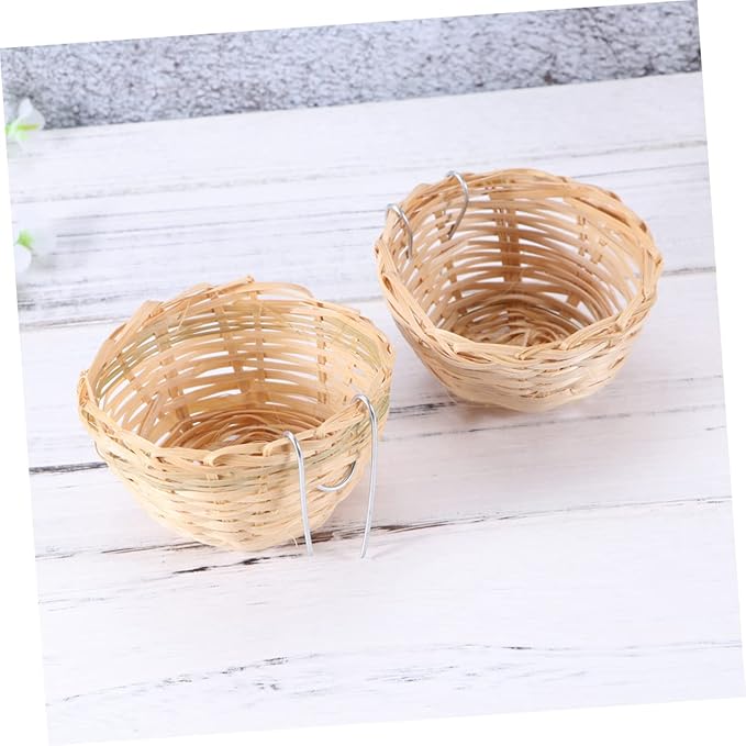 Mipcase 6pcs Handmade Bamboo Bird Nest Hook Country-Style Nest for Birds and Parrots Natural Bamboo Breeding Box for Pets Cozy Hanging Shelter for Your Aviary Decor