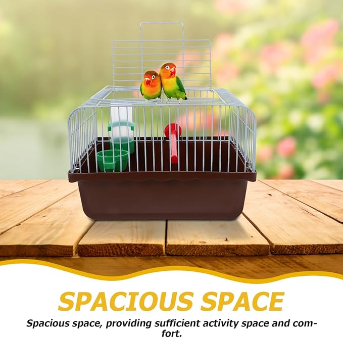 BESPORTBLE Portable Bird Cage for Lovebirds Spacious Travel Carrier with Perch Food Box Waterer Lightweight Convenient Cage for Parrots Small Pets for Outdoor Use