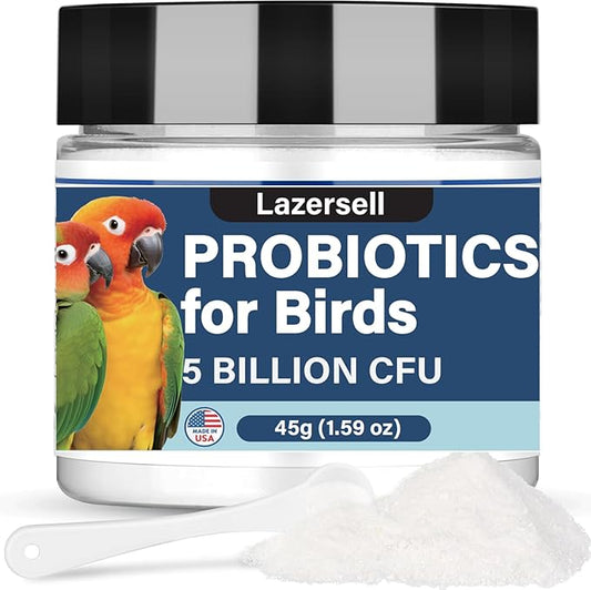Probiotics for Birds Avian Probiotics Dietary Supplement for Parrots - Bird Probiotic Powder Supplement All-Natural Digestive System Formula (1.59 OZ)