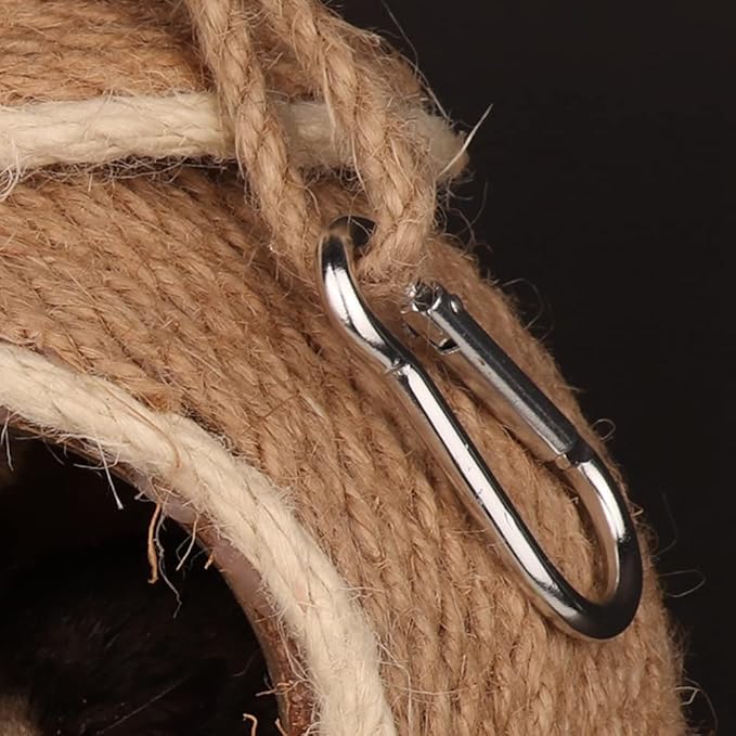 Sugar Glider House Climb Toys Natural Coconut Shell Hemp Rope Hut Hide Out Nest for Rat Hamster Squirrel Bird Parakeet,Cage Habitats Hammock (Metal Hook)