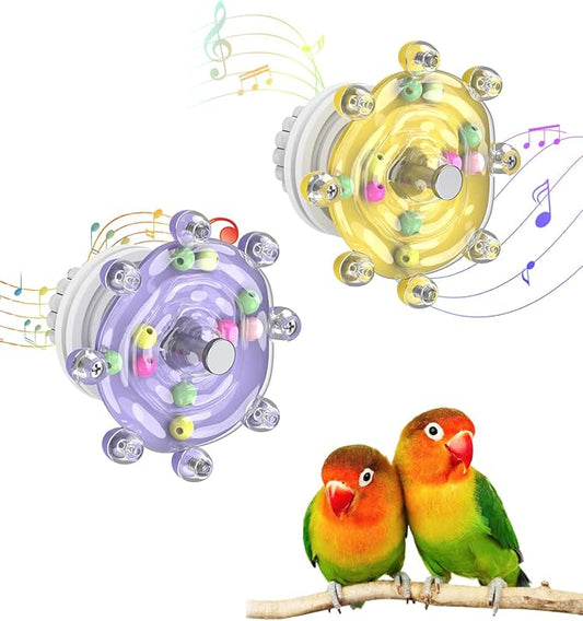 Pawfly 2 Pcs Bird Toys for Parakeets, Colorful Spinning Wheel Chew Toys, Interactive Spinner Rattle Parrot Toys, Cockatiel Toys, Parakeet Toys, Bird Cage Accessories for Entertainment Chewing Exercise