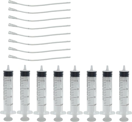 8Pcs Pet Bird Parrot Milk Syringe Set, Bird Hand Syringe with Soft Tubes for Feeding Pets 20ml